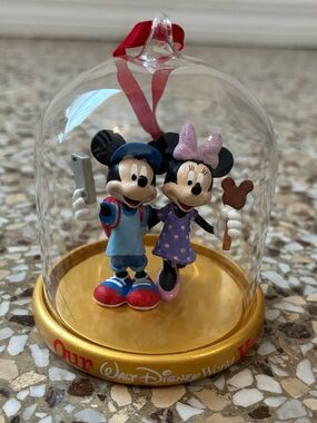 Disney Parks Walt Disney World Vacation Mickey Minnie Glass Dome Ornament